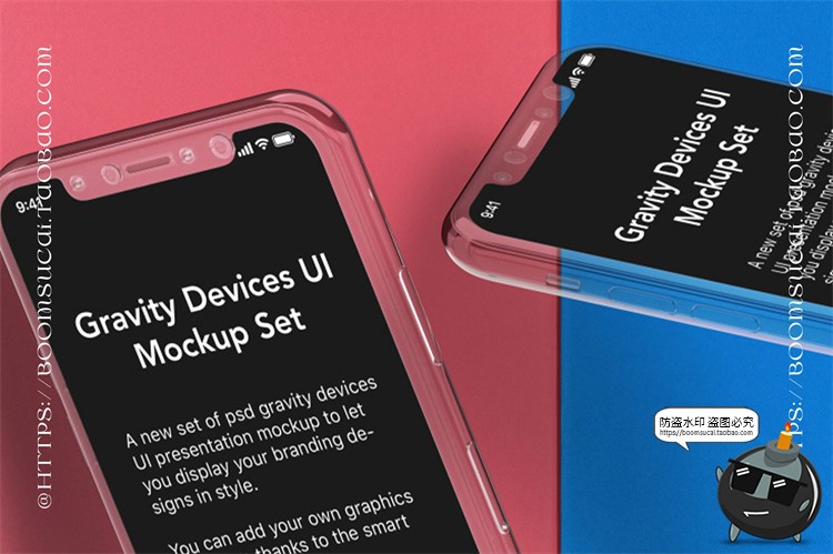 图片[3]-透明屏智能手机悬浮UI效果展示潮流物品样机PSD源文件模板PS素材-设计猿
