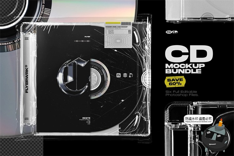图片[1]-潮流质感CD光盘唱片专题专辑包装贴图效果展示样机PSD模板PS素材-设计猿