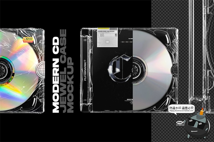 图片[2]-潮流质感CD光盘唱片专题专辑包装贴图效果展示样机PSD模板PS素材-设计猿