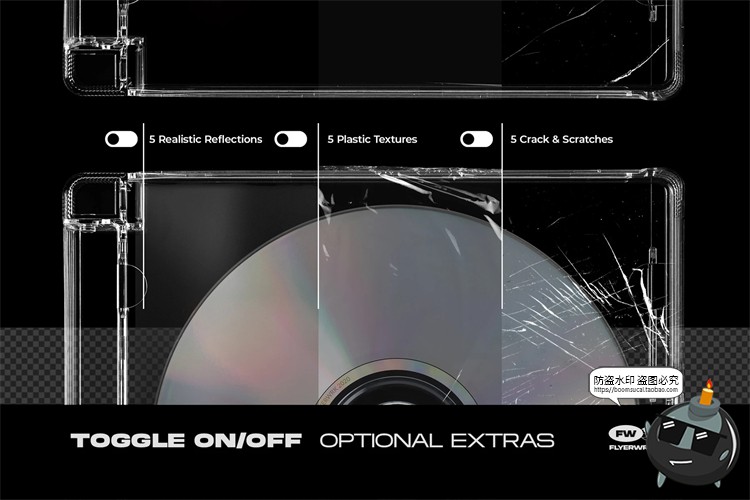 图片[3]-潮流质感CD光盘唱片专题专辑包装贴图效果展示样机PSD模板PS素材-设计猿