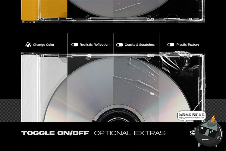 图片[6]-潮流质感CD光盘唱片专题专辑包装贴图效果展示样机PSD模板PS素材-设计猿