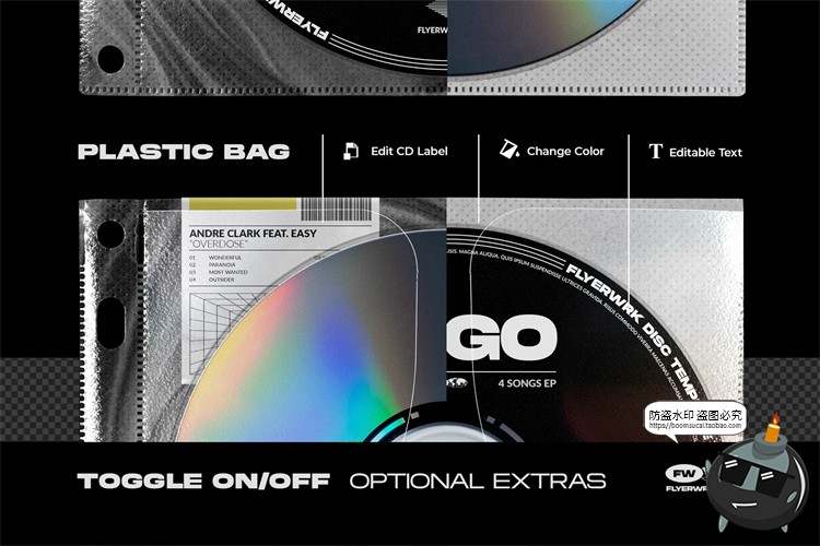 图片[12]-潮流质感CD光盘唱片专题专辑包装贴图效果展示样机PSD模板PS素材-设计猿