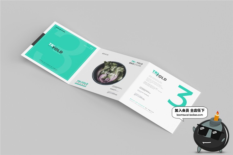 图片[2]-正方形三折页折叠宣传册mockups画册VI贴图样机PSD模板PS设计素材-设计猿