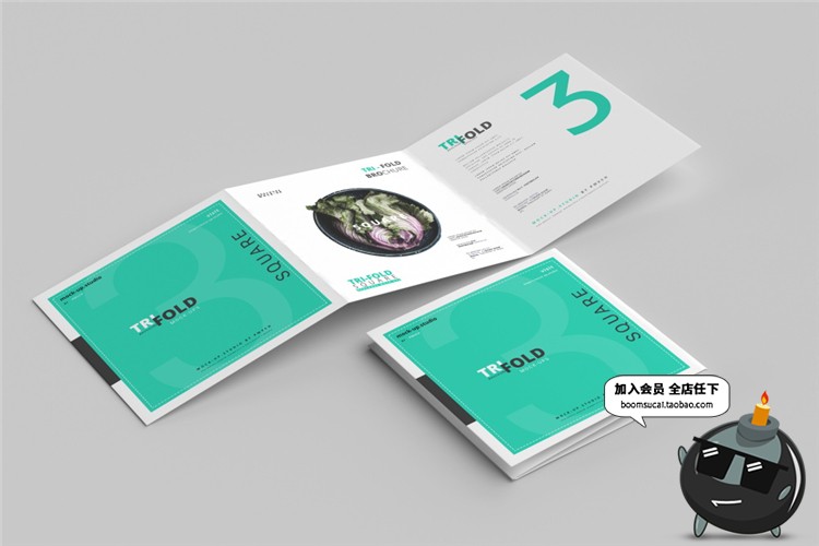 图片[9]-正方形三折页折叠宣传册mockups画册VI贴图样机PSD模板PS设计素材-设计猿