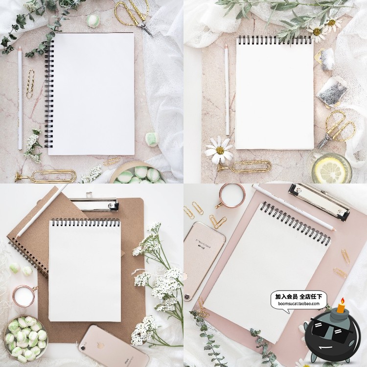 图片[4]-文艺小清新办公用品日记纸板夹画板写字板垫板VI样机PSD模板素材-设计猿