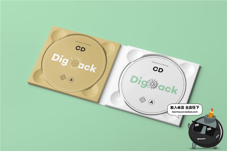 图片[6]-盒装光盘光碟CD碟片包装设计VI文创样机展示PSD模板设计PS素材-设计猿