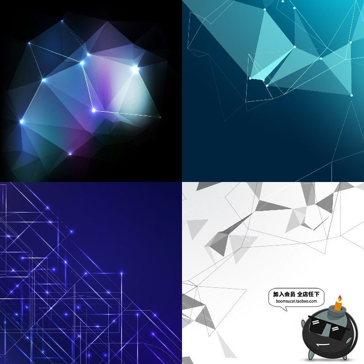 科技几何信息技术抽象大数据网络线条三角粒子线条AI矢量背景素材-设计猿