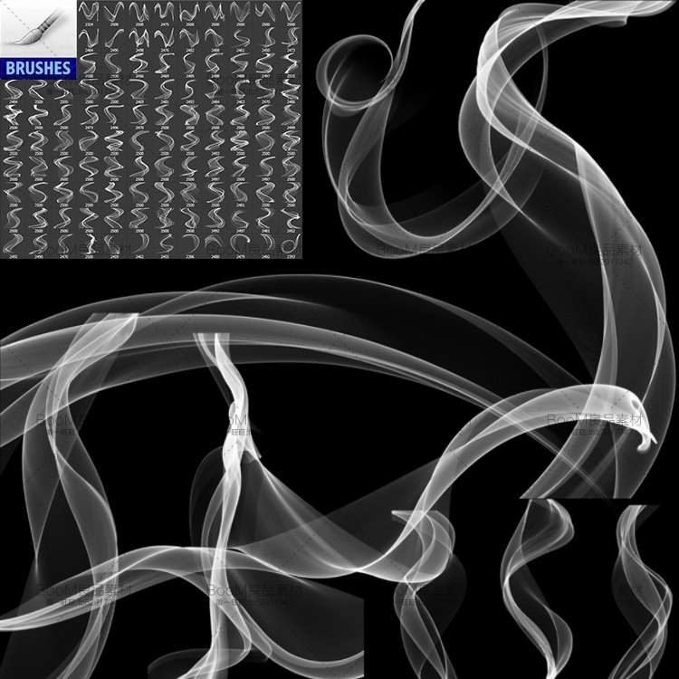 图片[1]-丝绸几何烟雾飘带线条笔刷广告特效艺术创意设计笔刷PS笔刷素材-设计猿