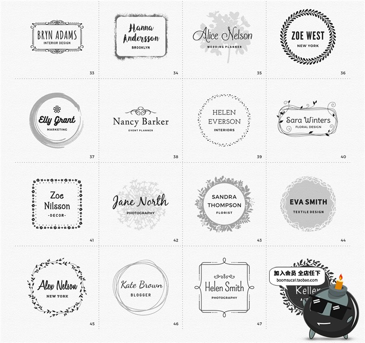 欧式花纹边框店铺图标标志品牌AI矢量PNG标志LOGO模板PSD设计素材-设计猿