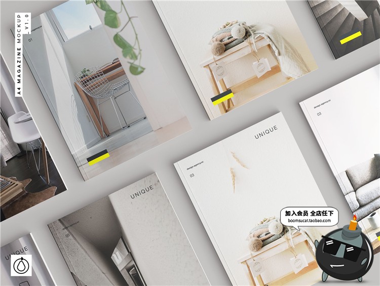 图片[1]-简约杂志品牌手册画册设计书籍文创装帧VI样机展示PSD模板PS素材-设计猿