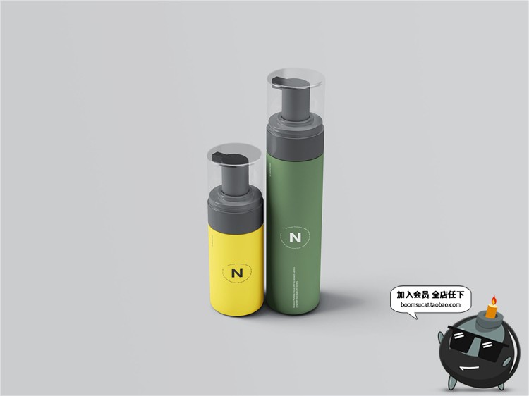 图片[2]-化妆品护肤品洗面奶起沫瓶泡沫瓶品牌设计包装样机PSD模板PS素材-设计猿