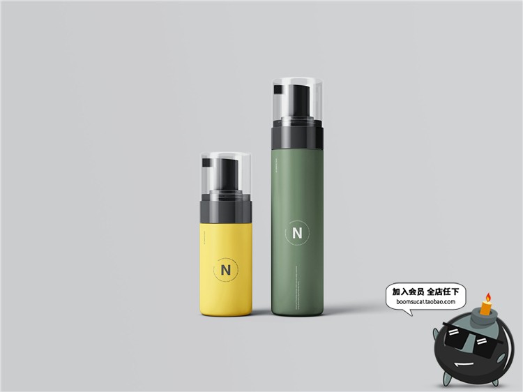 图片[5]-化妆品护肤品洗面奶起沫瓶泡沫瓶品牌设计包装样机PSD模板PS素材-设计猿