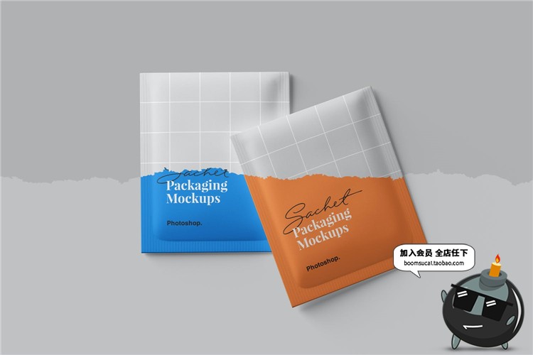 图片[2]-食品调料包糖包盐包小袋纸包装效果展示Mockups样机PSD模板PS素材-设计猿