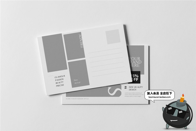 图片[1]-明信片卡片名片设计展示效果图排版PS样机智能贴图PSD模板PS素材-设计猿