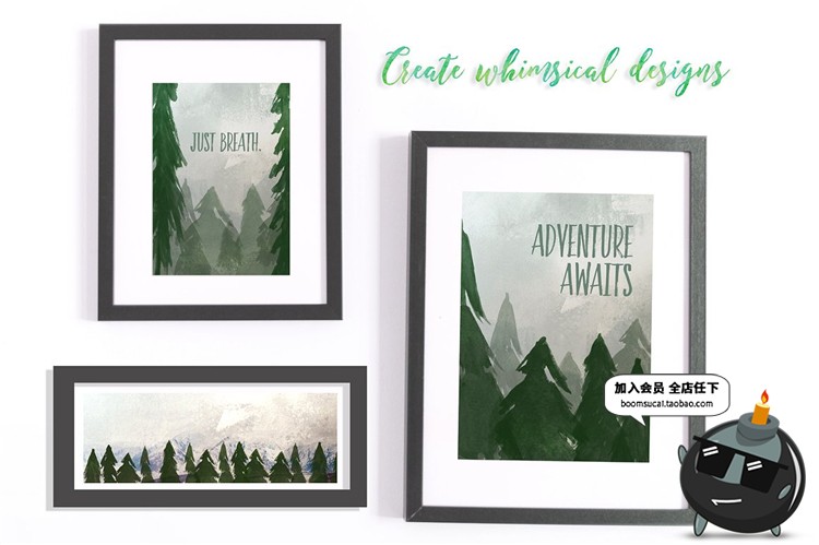 图片[4]-水彩立面树木松树笔刷剪影元素装饰插画图片设计ABR笔触设计素材-设计猿