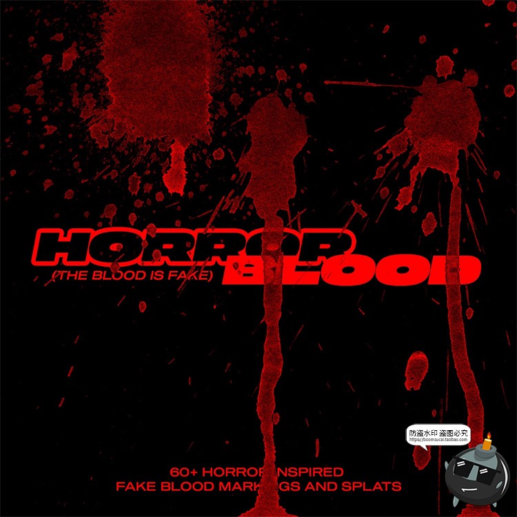 图片[2]-复古做旧惊悚恐怖万圣节暗红色飞溅后期合成纹理JPG黑底图片素材-设计猿