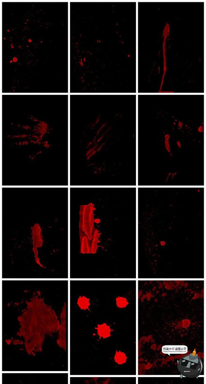 图片[3]-复古做旧惊悚恐怖万圣节暗红色飞溅后期合成纹理JPG黑底图片素材-设计猿