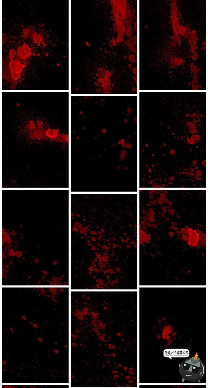 图片[6]-复古做旧惊悚恐怖万圣节暗红色飞溅后期合成纹理JPG黑底图片素材-设计猿