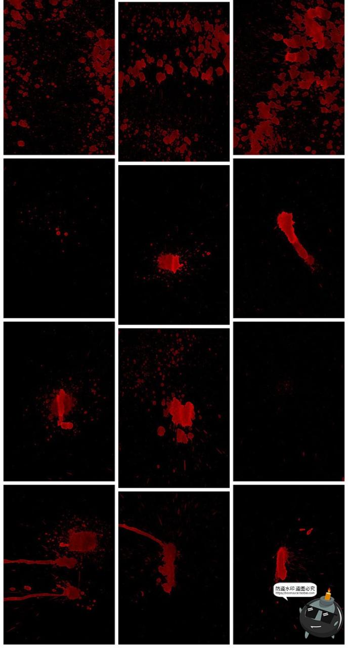 复古做旧惊悚恐怖万圣节暗红色飞溅后期合成纹理JPG黑底图片素材-设计猿
