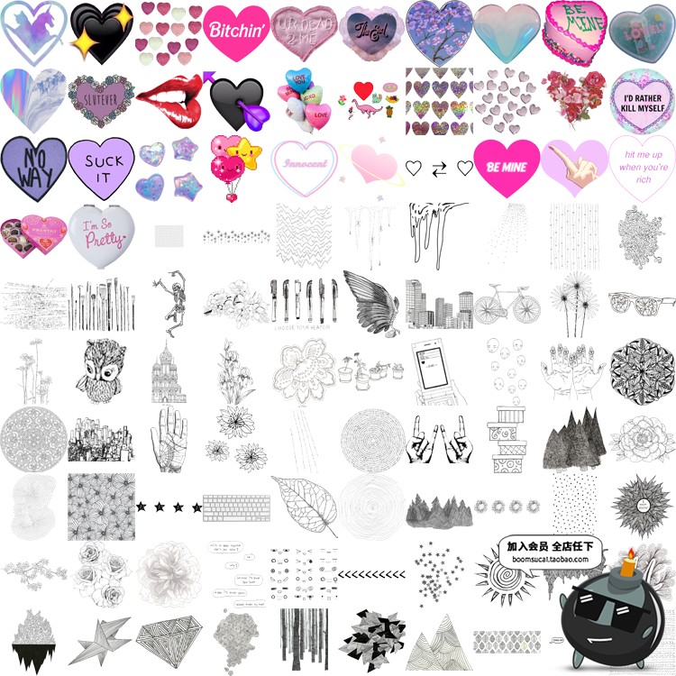 复古怀旧蒸汽波风格抽象艺术霓虹迷幻PNG免抠/GIF动态合成PS素材-设计猿