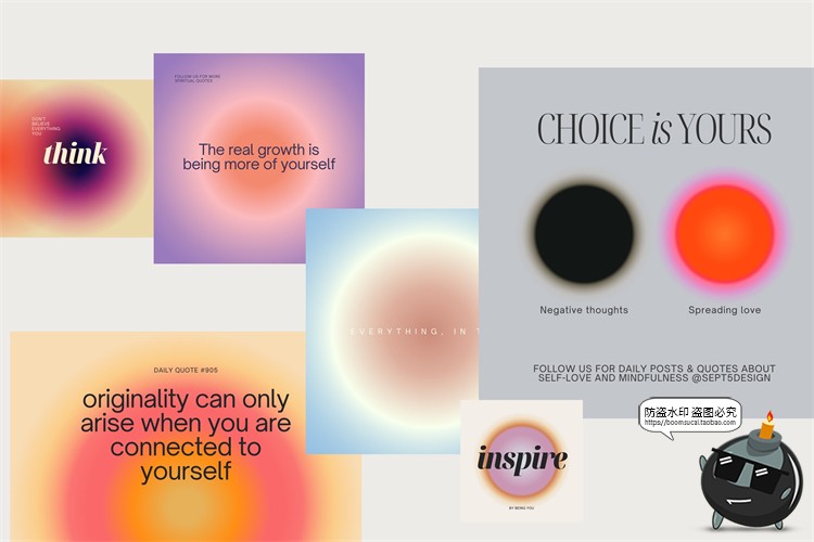 简约潮流弥散模糊渐变低饱和度素排版海报背景版式PSD模板PS素材-设计猿