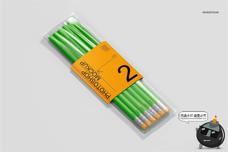 图片[5]-铅笔套装透明包装塑料袋文具产品贴图效果展示样机PSD模板PS素材-设计猿