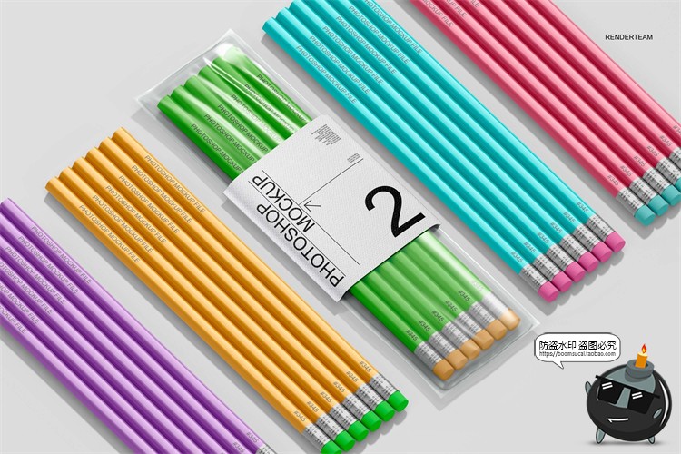 图片[7]-铅笔套装透明包装塑料袋文具产品贴图效果展示样机PSD模板PS素材-设计猿