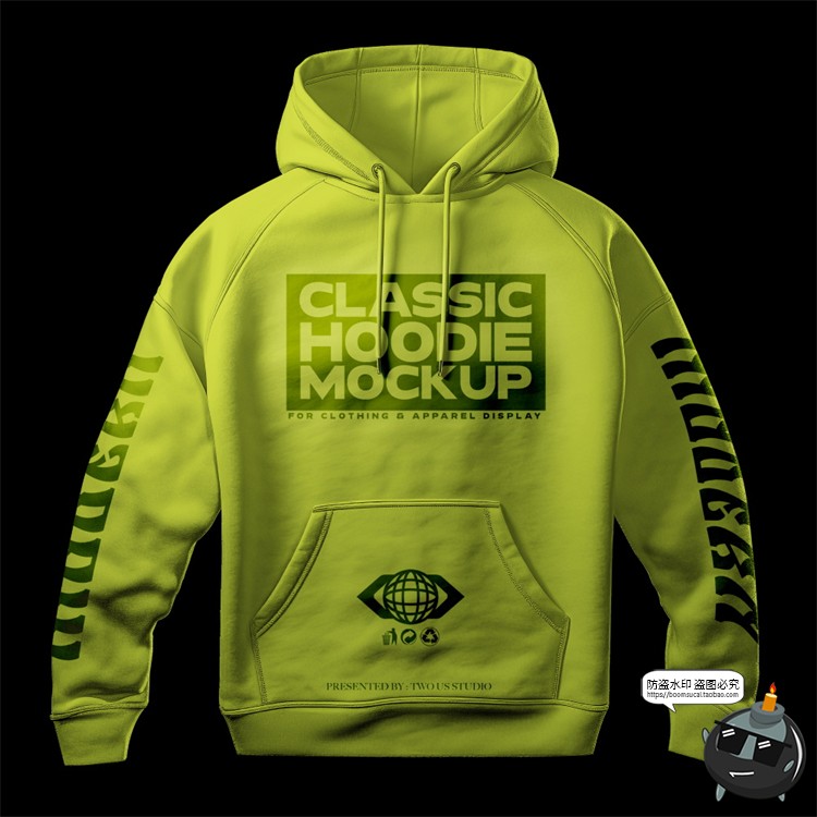 潮流潮牌连帽套衫卫衣上衣衣服贴图服饰样机效果展示PSD模板素材-设计猿