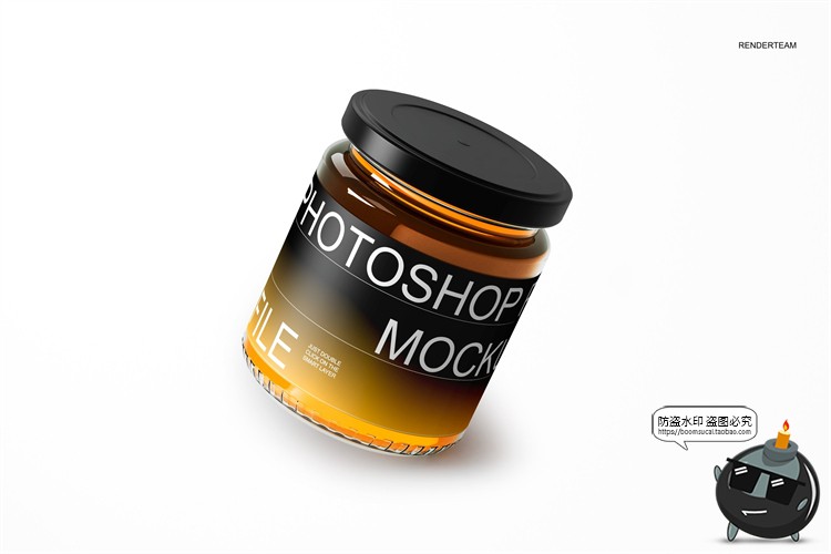 图片[7]-透明玻璃蜂蜜果酱铁盖罐头瓶子包装样机PSD模板贴图效果展示素材-设计猿