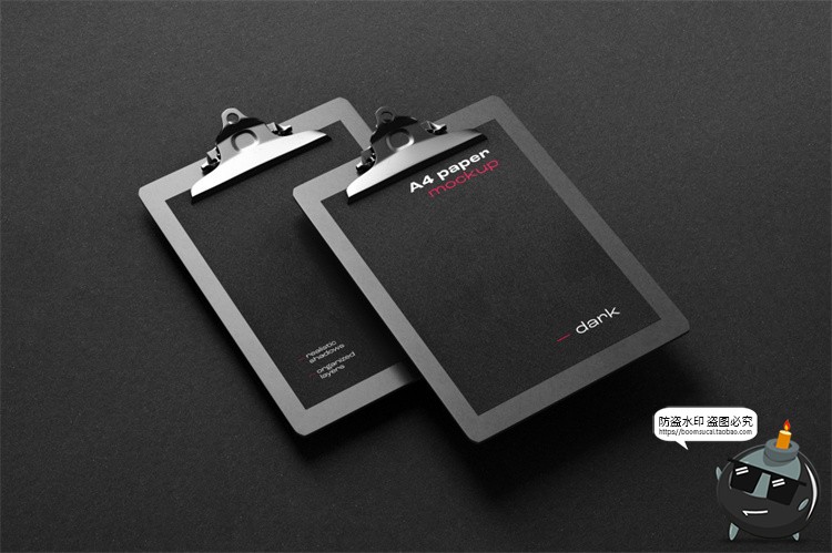 图片[5]-黑色沉稳商务提案样机办公文具名片本子板夹信封纸张PSD模板素材-设计猿