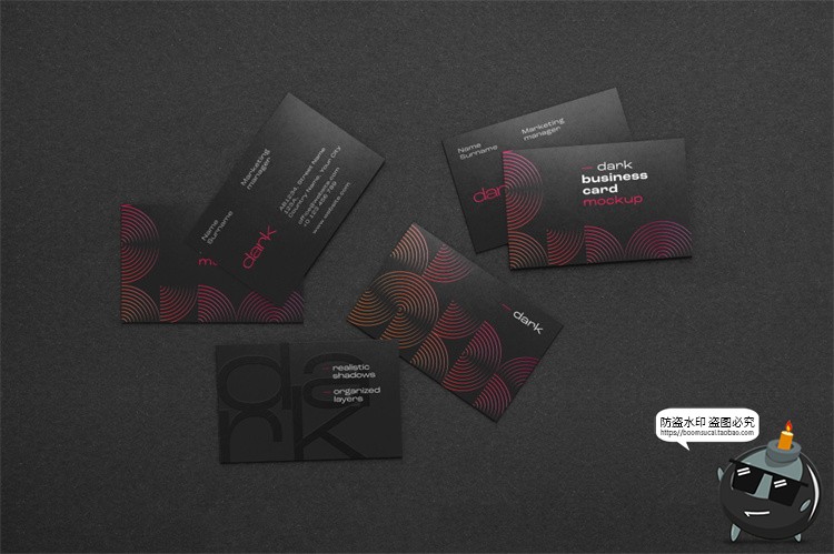 图片[9]-黑色沉稳商务提案样机办公文具名片本子板夹信封纸张PSD模板素材-设计猿