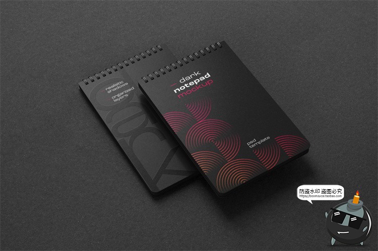 图片[16]-黑色沉稳商务提案样机办公文具名片本子板夹信封纸张PSD模板素材-设计猿