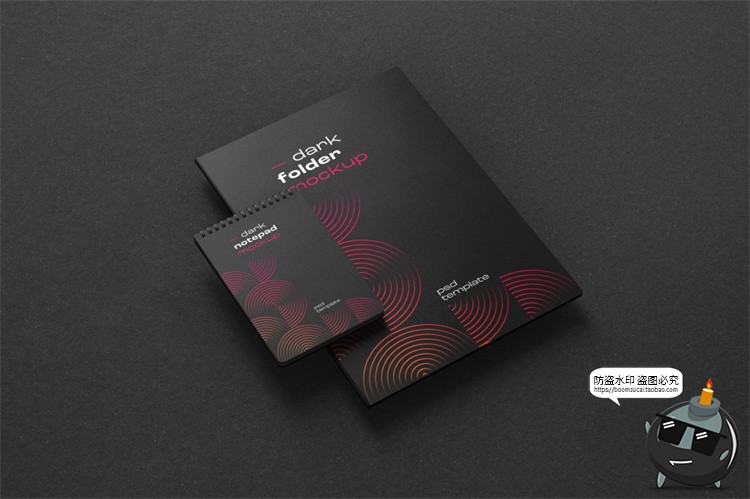 图片[19]-黑色沉稳商务提案样机办公文具名片本子板夹信封纸张PSD模板素材-设计猿