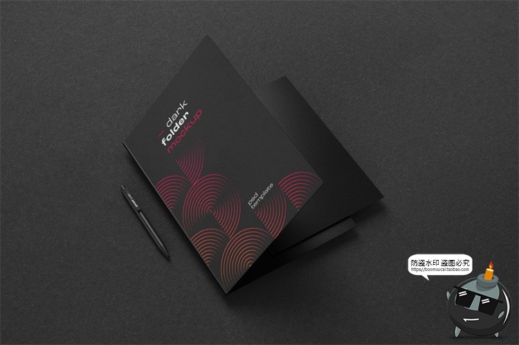 图片[20]-黑色沉稳商务提案样机办公文具名片本子板夹信封纸张PSD模板素材-设计猿