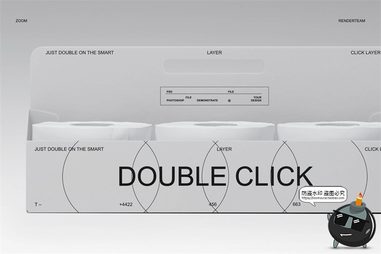 图片[4]-潮流卷筒纸卫生纸厕纸圆形纸巾组合产品包装贴图样机PSD模板素材-设计猿