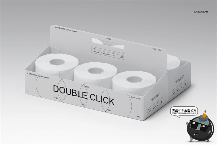 图片[5]-潮流卷筒纸卫生纸厕纸圆形纸巾组合产品包装贴图样机PSD模板素材-设计猿