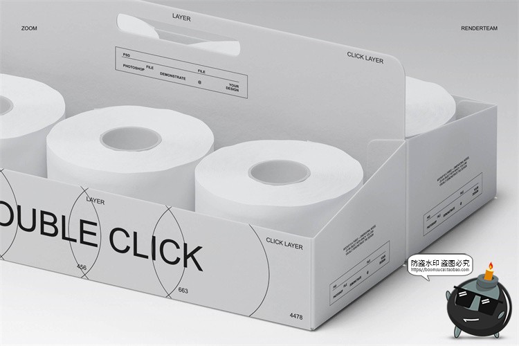 图片[6]-潮流卷筒纸卫生纸厕纸圆形纸巾组合产品包装贴图样机PSD模板素材-设计猿