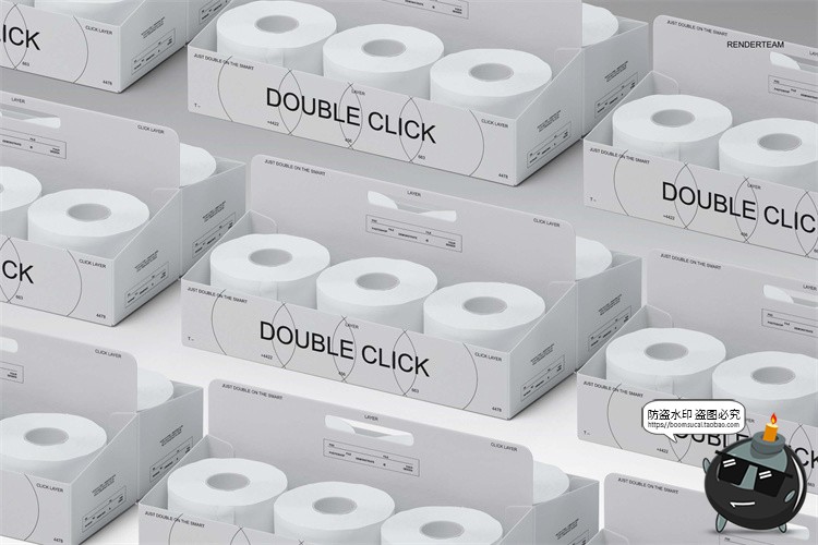 图片[7]-潮流卷筒纸卫生纸厕纸圆形纸巾组合产品包装贴图样机PSD模板素材-设计猿