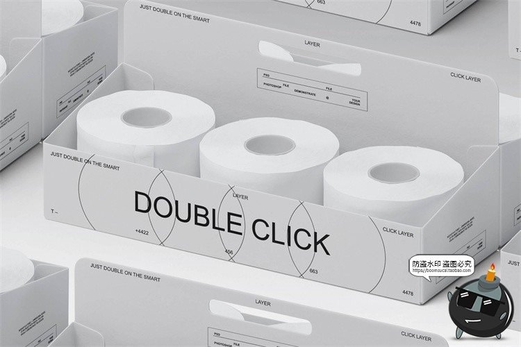 图片[8]-潮流卷筒纸卫生纸厕纸圆形纸巾组合产品包装贴图样机PSD模板素材-设计猿