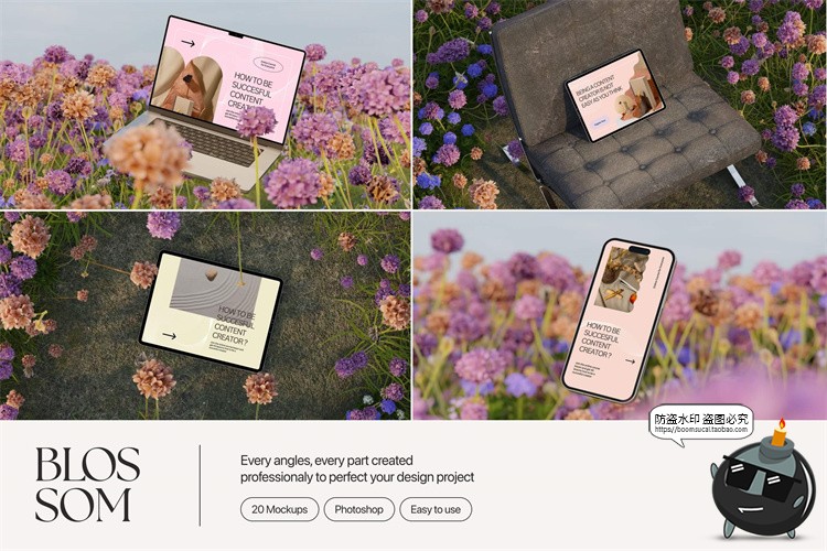 图片[1]-花卉花海植物场景iPhone手机iPad平板笔记本电脑样机PSD模板素材-设计猿
