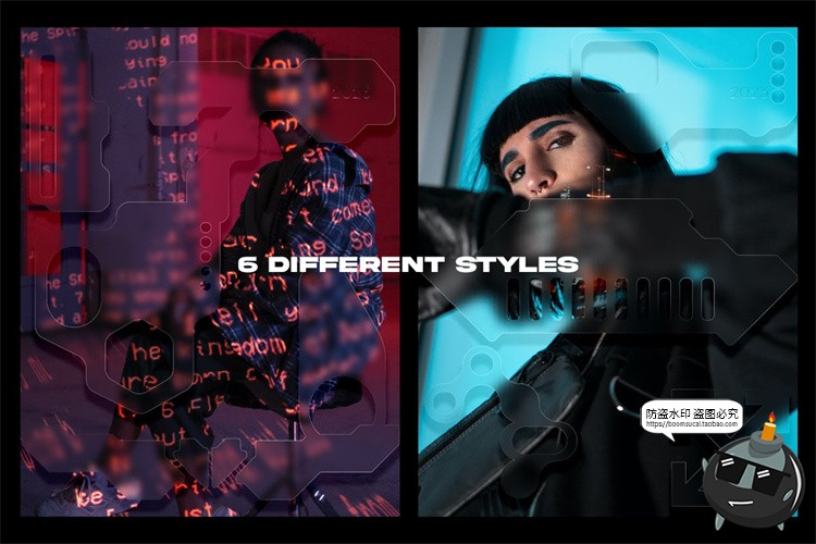 图片[3]-赛博朋克潮流抽象异形磨砂玻璃特效智能贴图样机PSD模板PS素材-设计猿