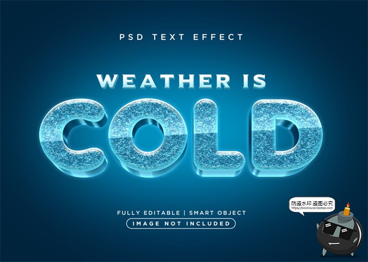 图片[1]-3D冰冻冰块冰雪文字效果字体特效样机海报LOGO标题PSD模板PS素材-设计猿