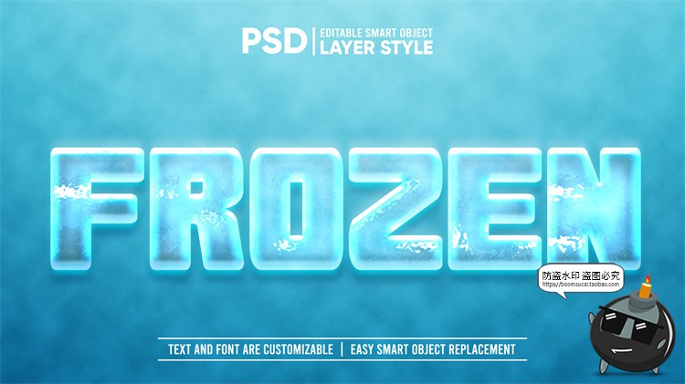 图片[4]-3D冰冻冰块冰雪文字效果字体特效样机海报LOGO标题PSD模板PS素材-设计猿