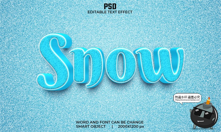 图片[6]-3D冰冻冰块冰雪文字效果字体特效样机海报LOGO标题PSD模板PS素材-设计猿