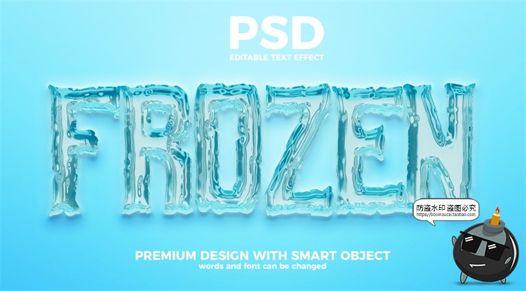 图片[8]-3D冰冻冰块冰雪文字效果字体特效样机海报LOGO标题PSD模板PS素材-设计猿