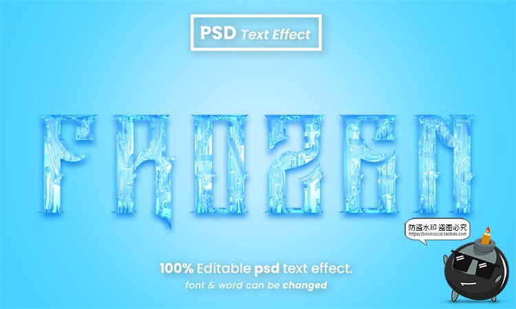 图片[9]-3D冰冻冰块冰雪文字效果字体特效样机海报LOGO标题PSD模板PS素材-设计猿