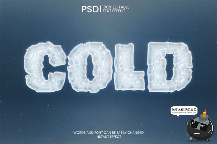 图片[15]-3D冰冻冰块冰雪文字效果字体特效样机海报LOGO标题PSD模板PS素材-设计猿