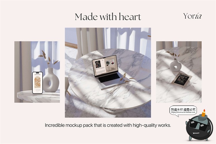 图片[2]-波西米亚风室内场景笔记本电脑平板屏幕演示贴图样机PSD模板素材-设计猿