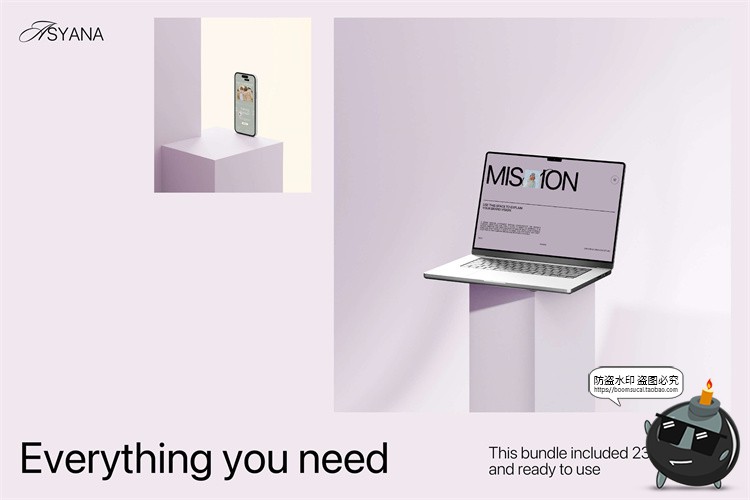 图片[3]-手机平板笔记本电脑智能设备简约场景展台展示效果图样机PSD素材-设计猿