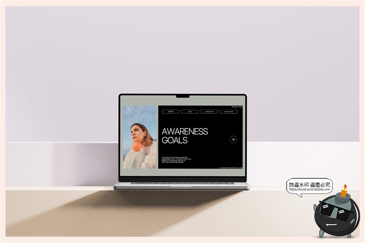 手机平板笔记本电脑智能设备简约场景展台展示效果图样机PSD素材-设计猿